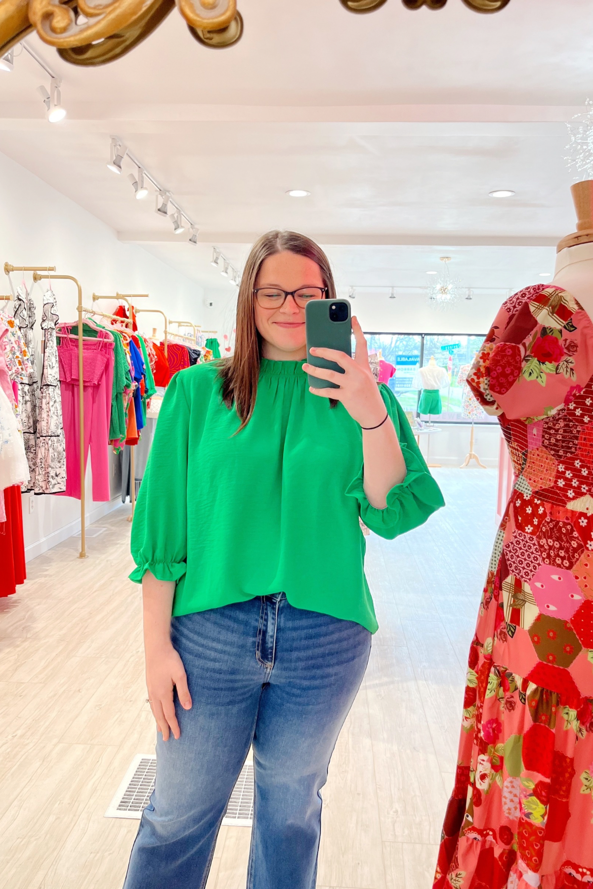 Plus Prepped For Spring Kelly Green Blouse