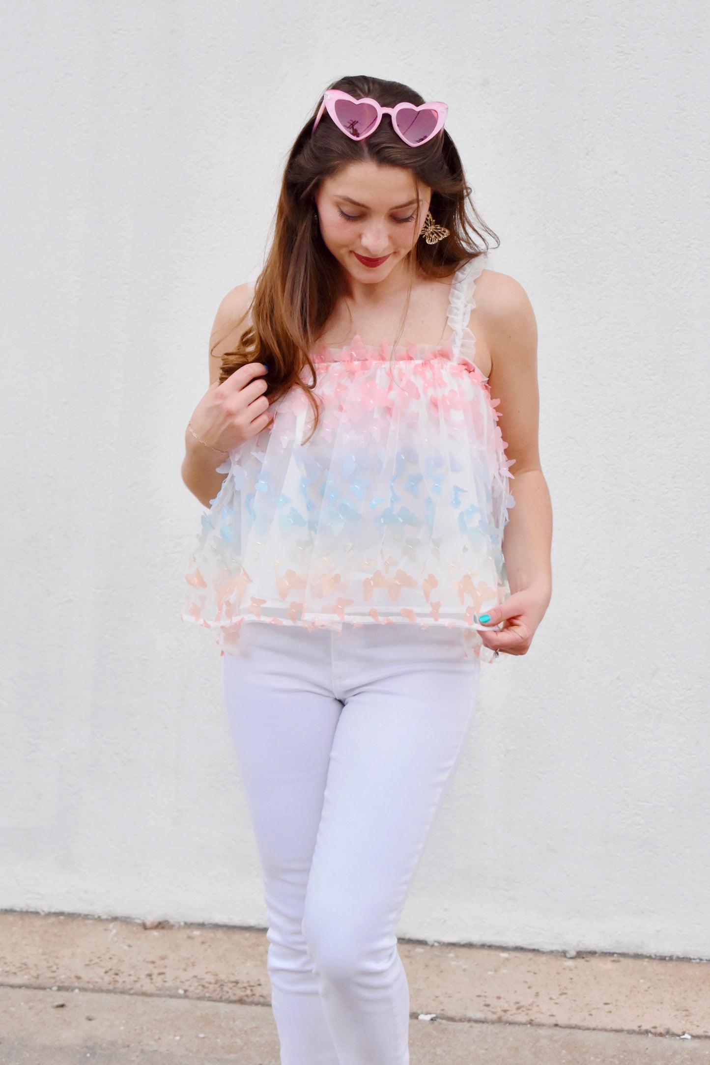 Ombre Butterfly Babydoll Top