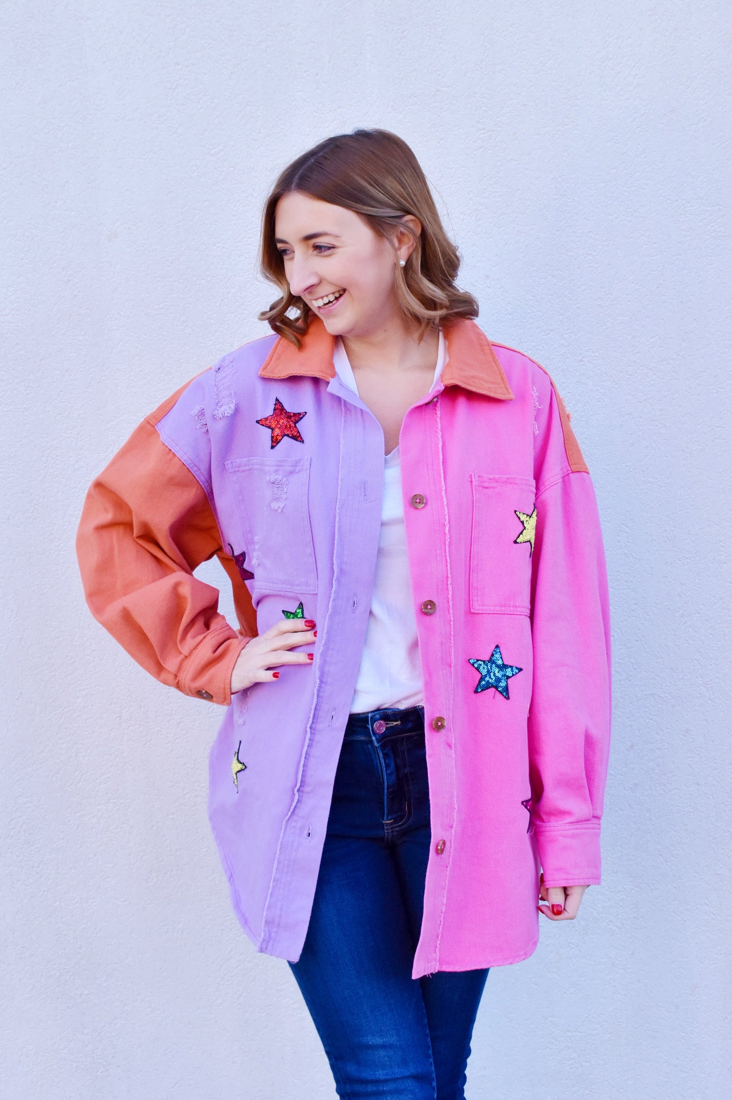 Shoot For the Stars Colorblock Shacket