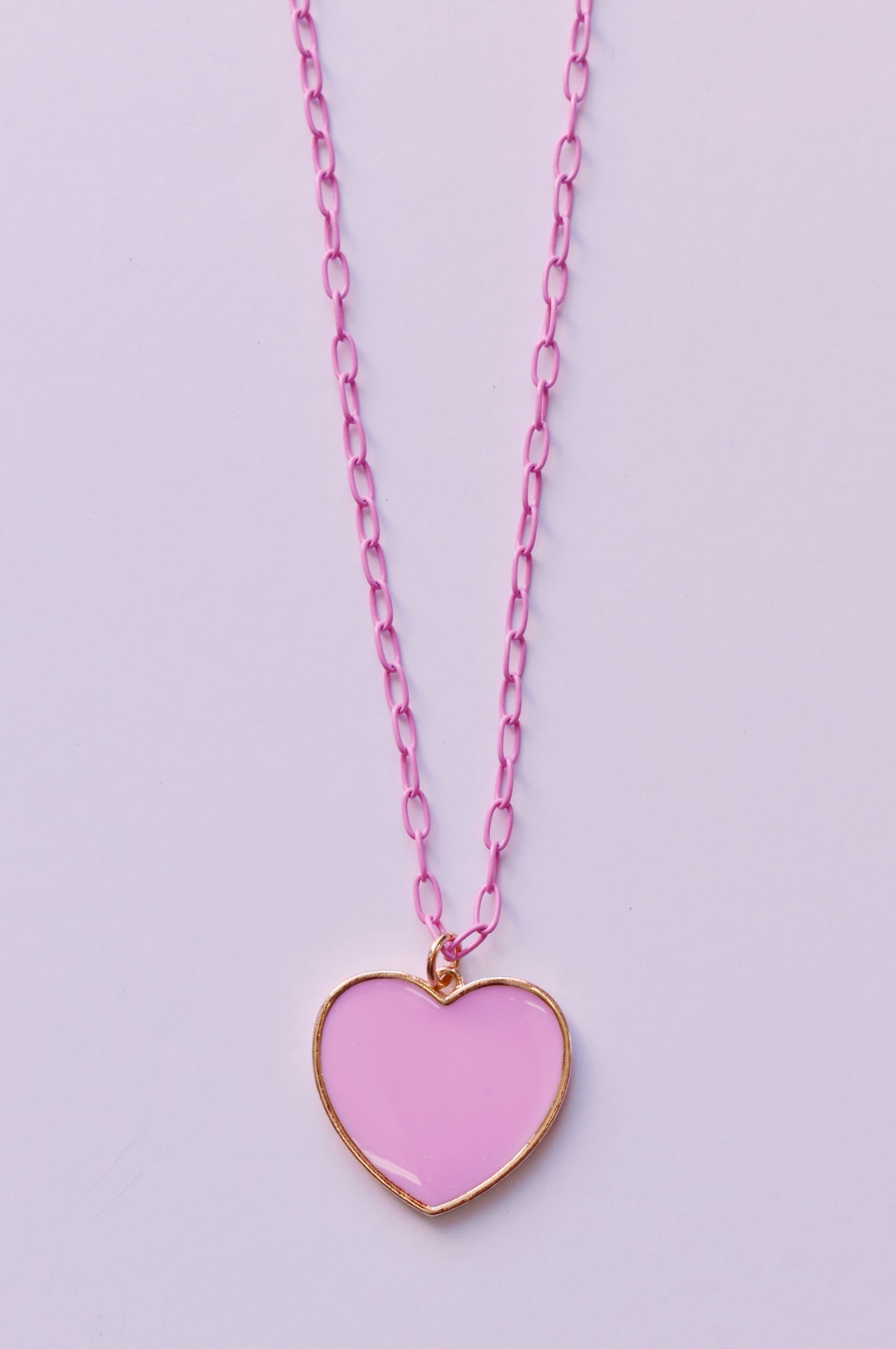 Pink Heart and Chain Necklace