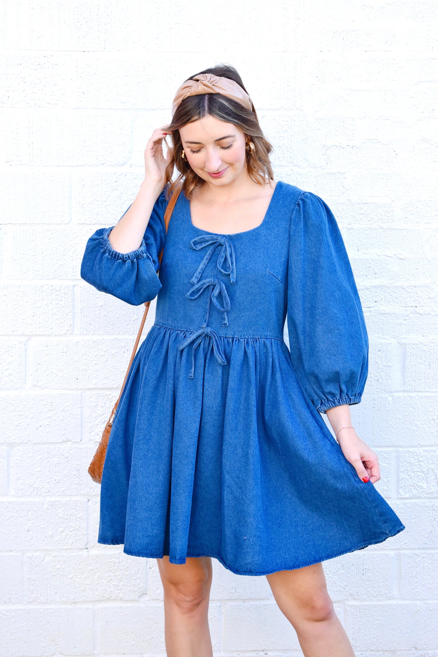 Denim Bow Detail Square Neck Dress Confetti Boutique Denim Bow Detail Square Neck Dress Confetti Boutique