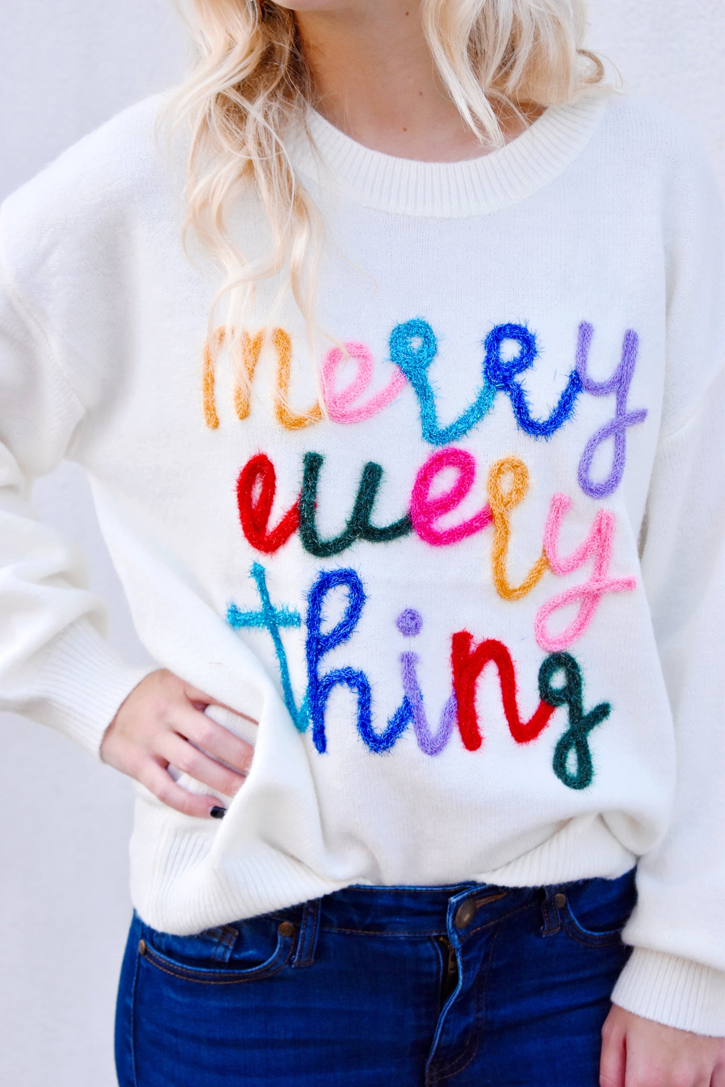 Merry Everything Tinsel Sweater