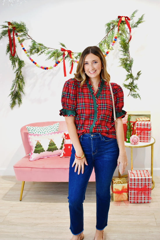 Tartan Ruffle Blouse