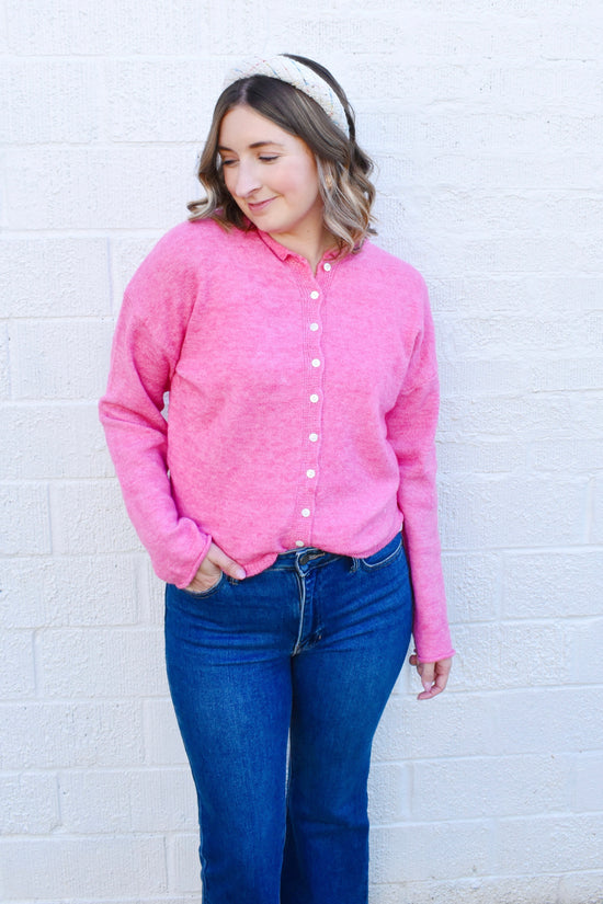 Barbie Pink Button Down Cardigan