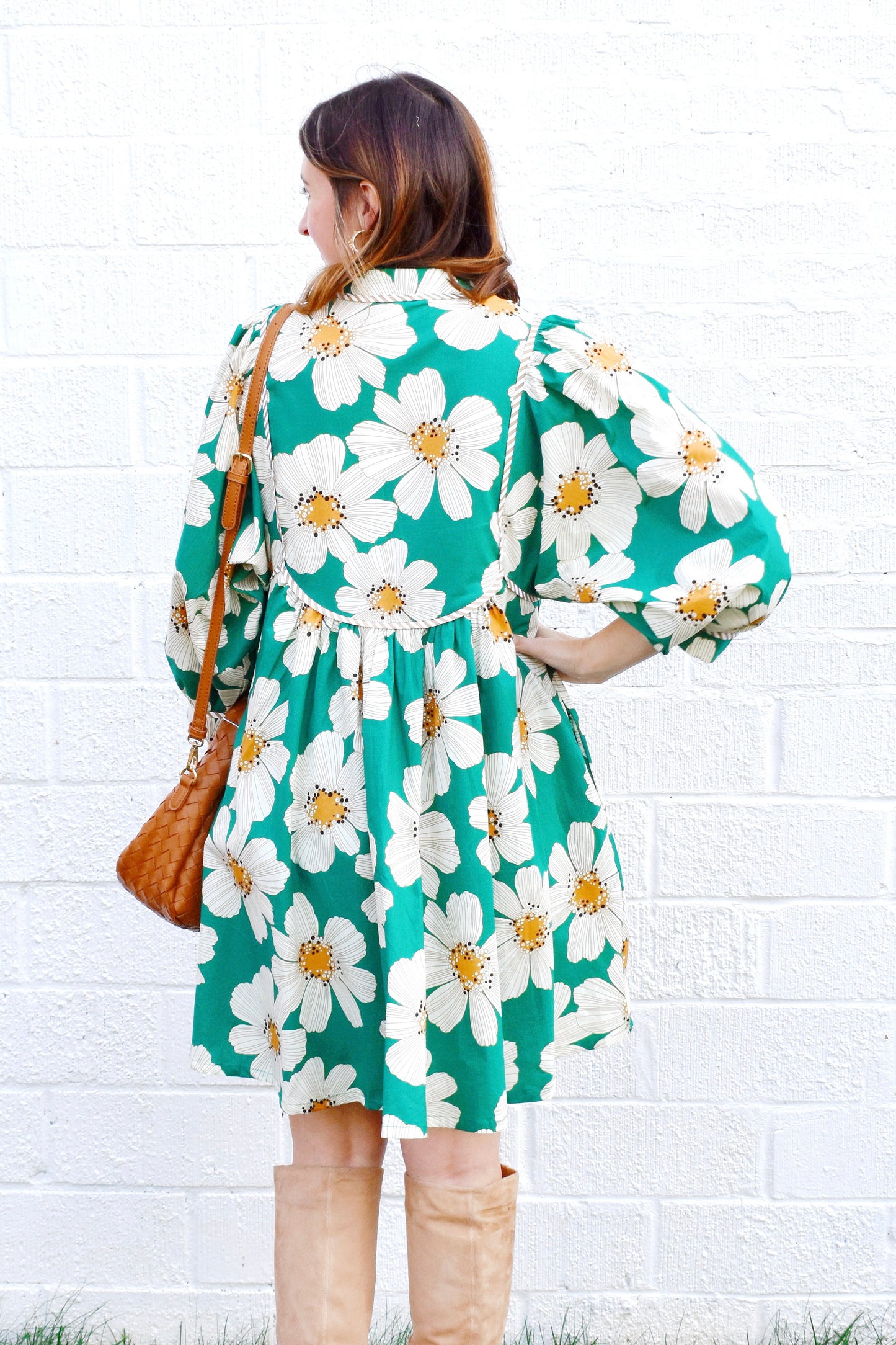 Green Marigold Floral Dress