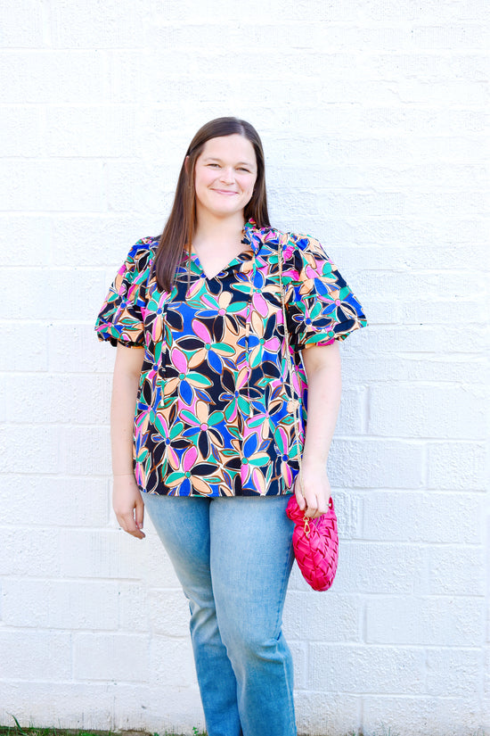 Plus Black Multi Floral Blouse