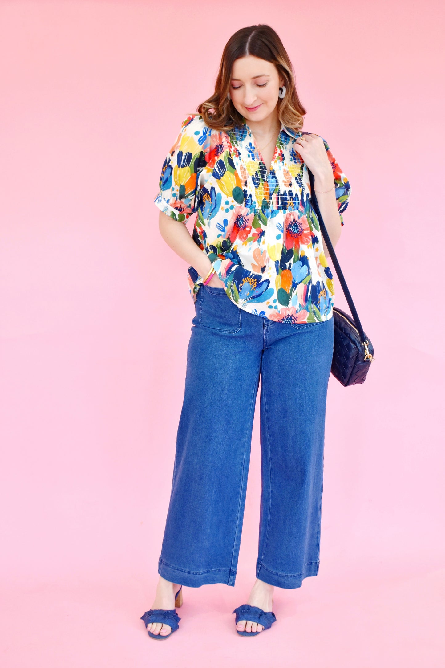 Beautifully Bold Floral Babydoll Collared Top