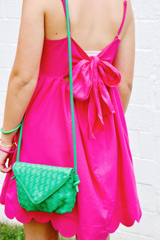 Hot Pink Scallop Bow Back Dress Confetti Boutique Hot Pink Scallop Bow Back Dress Confetti Boutique