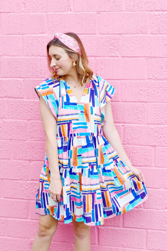 Colorful Brush Stroke Lines Dress