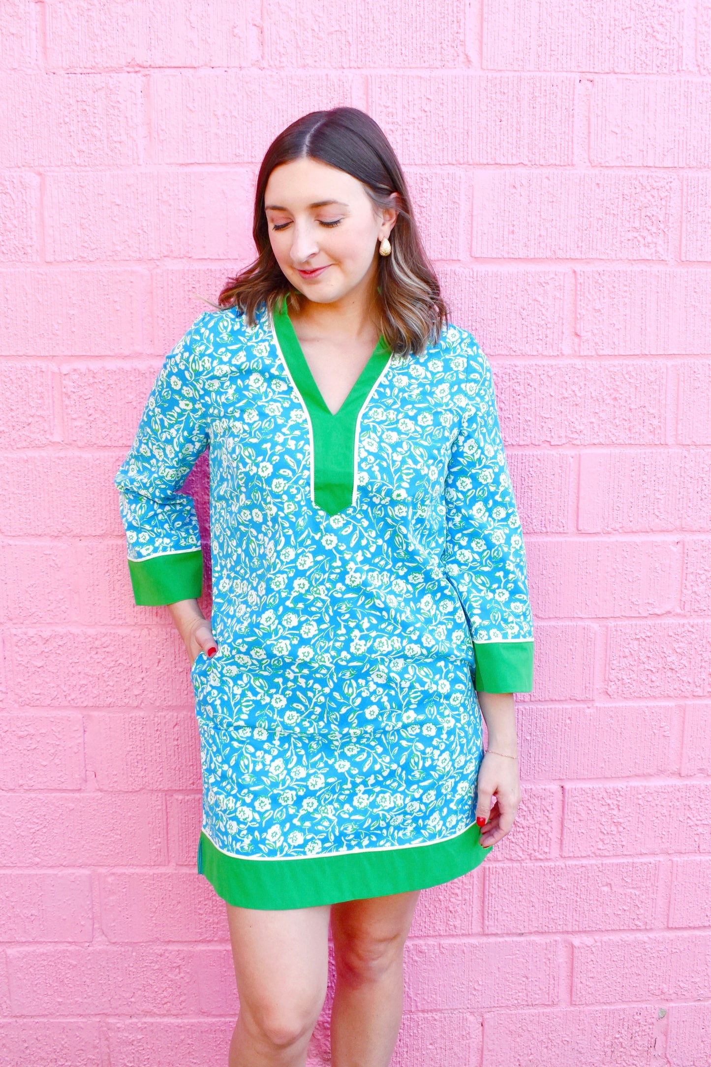 Mary Square Brenda Dress Meadow Line Blue
