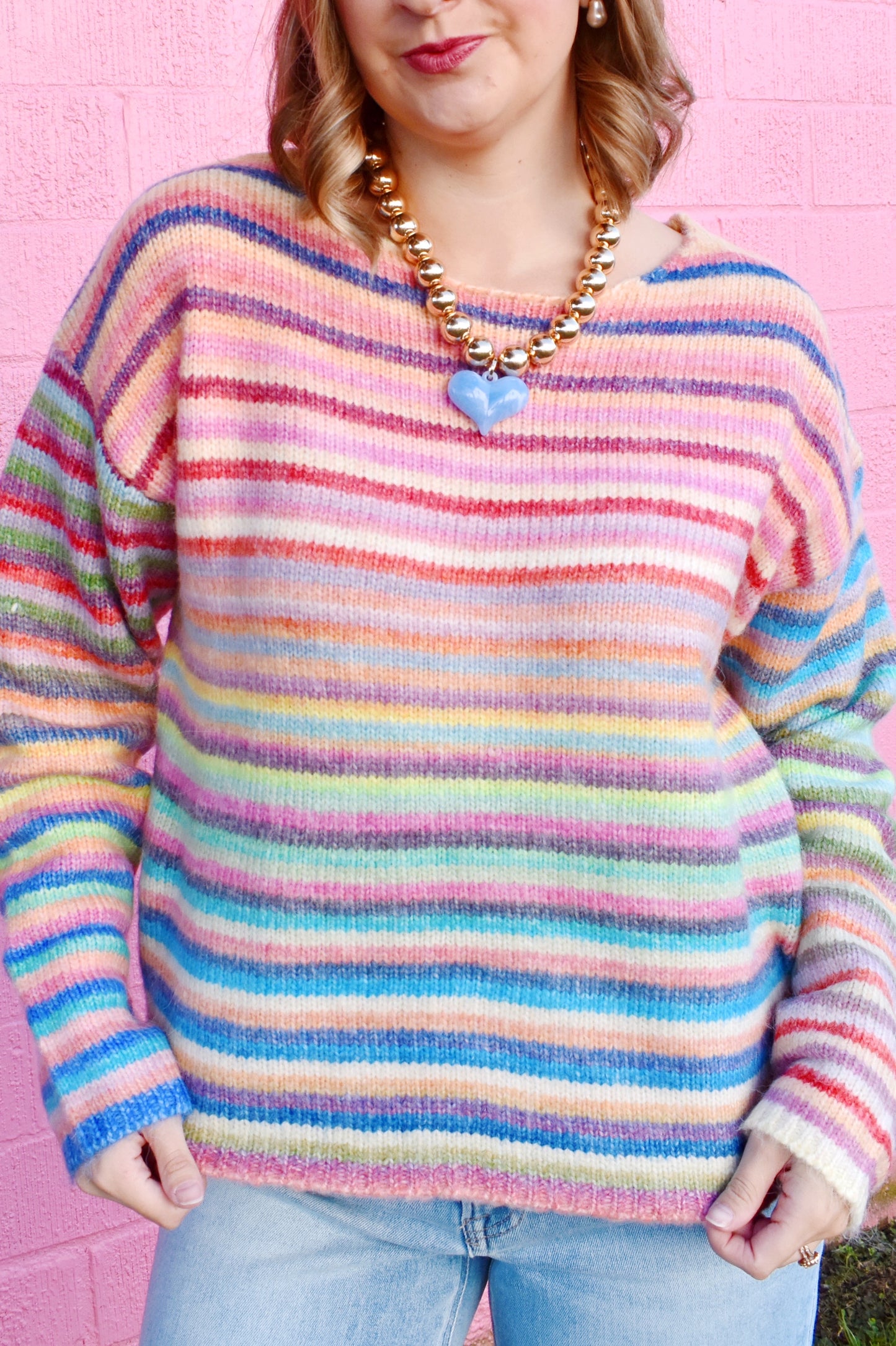 Rainbow Striped Knit Sweater