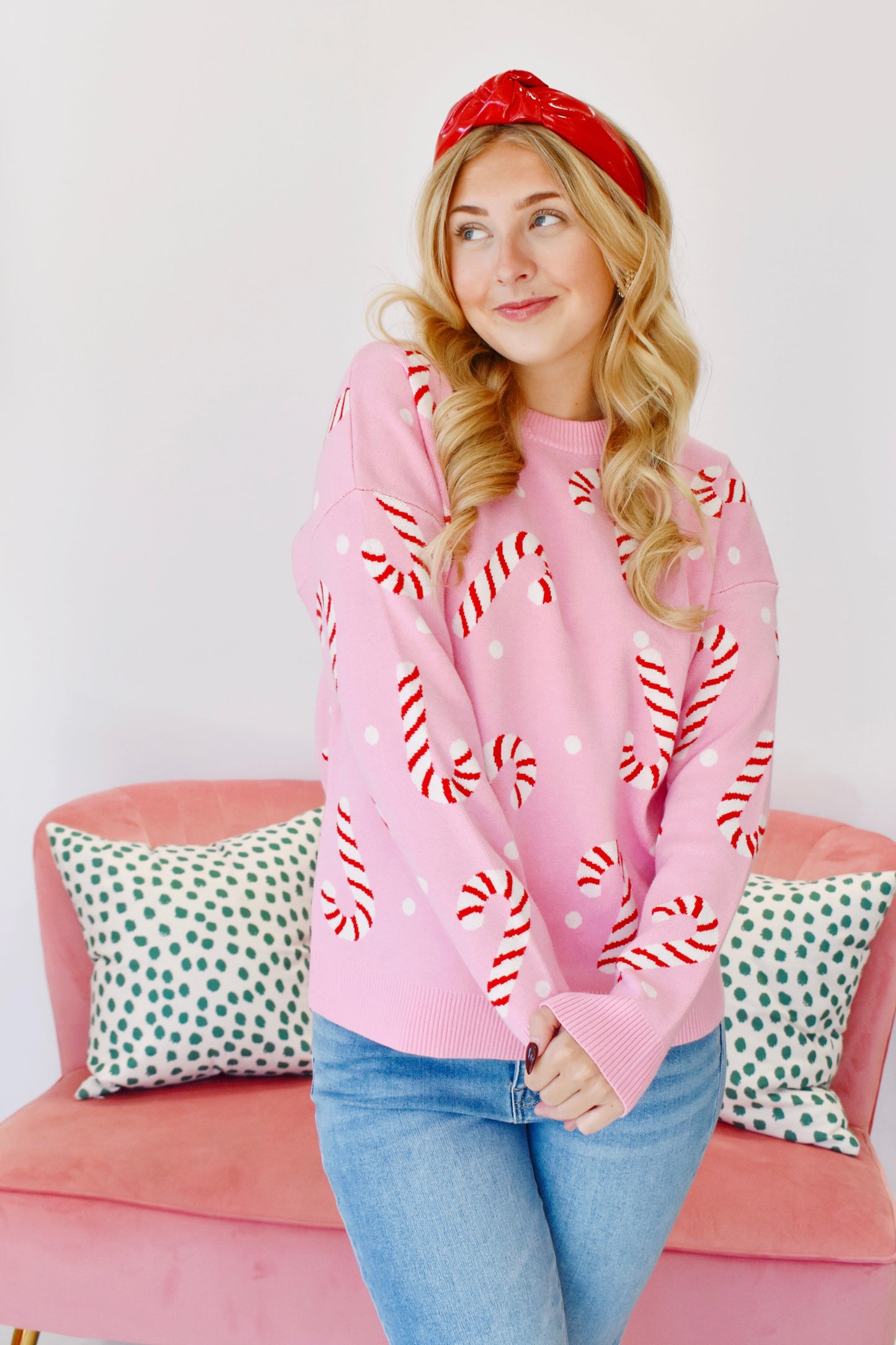 Pink Candy Cane Sweater