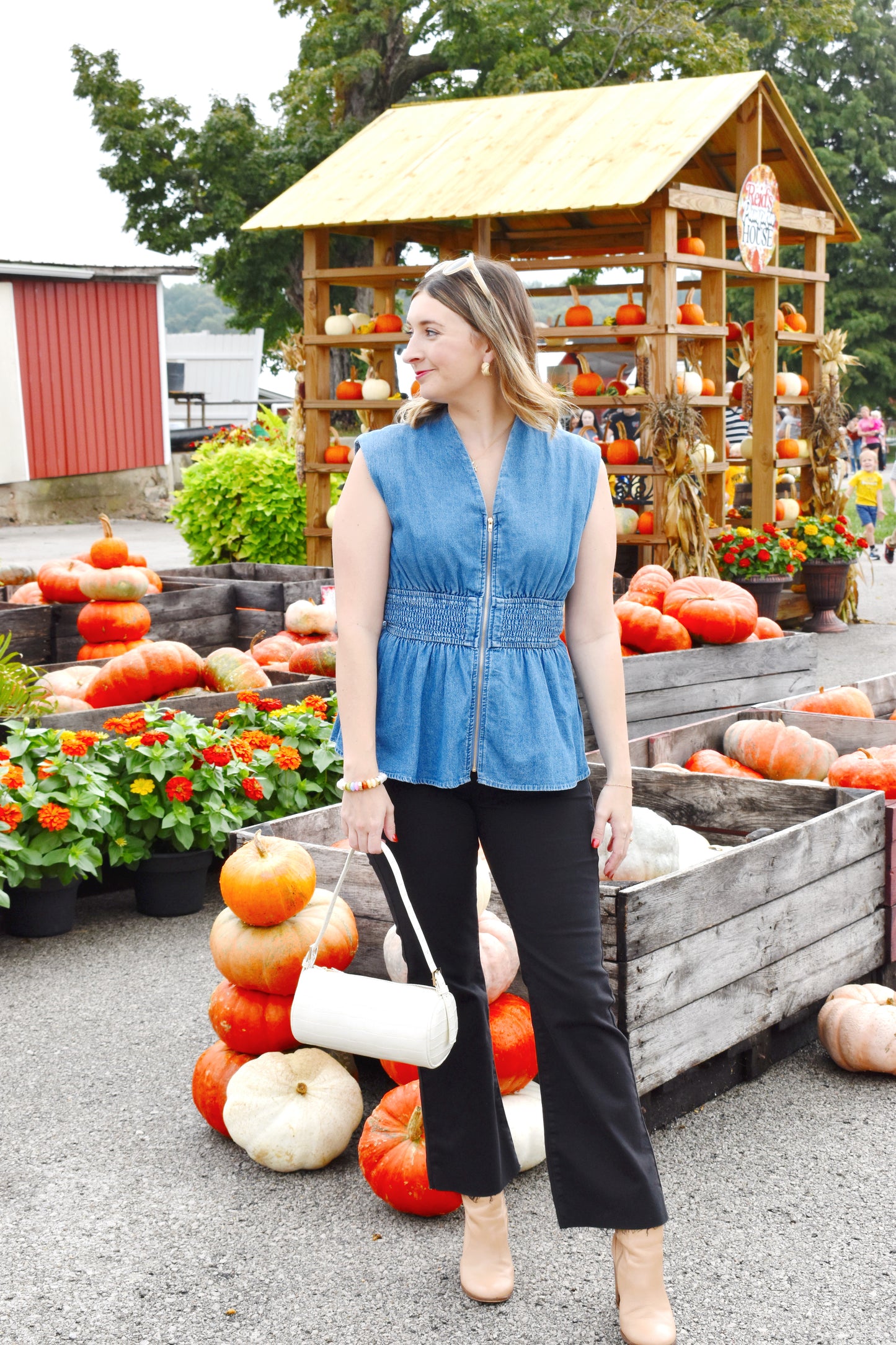 Denim Zip Up Peplum Top