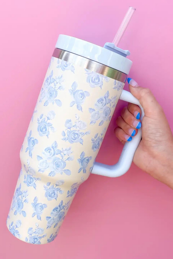 Blue Floral 40oz Tumbler