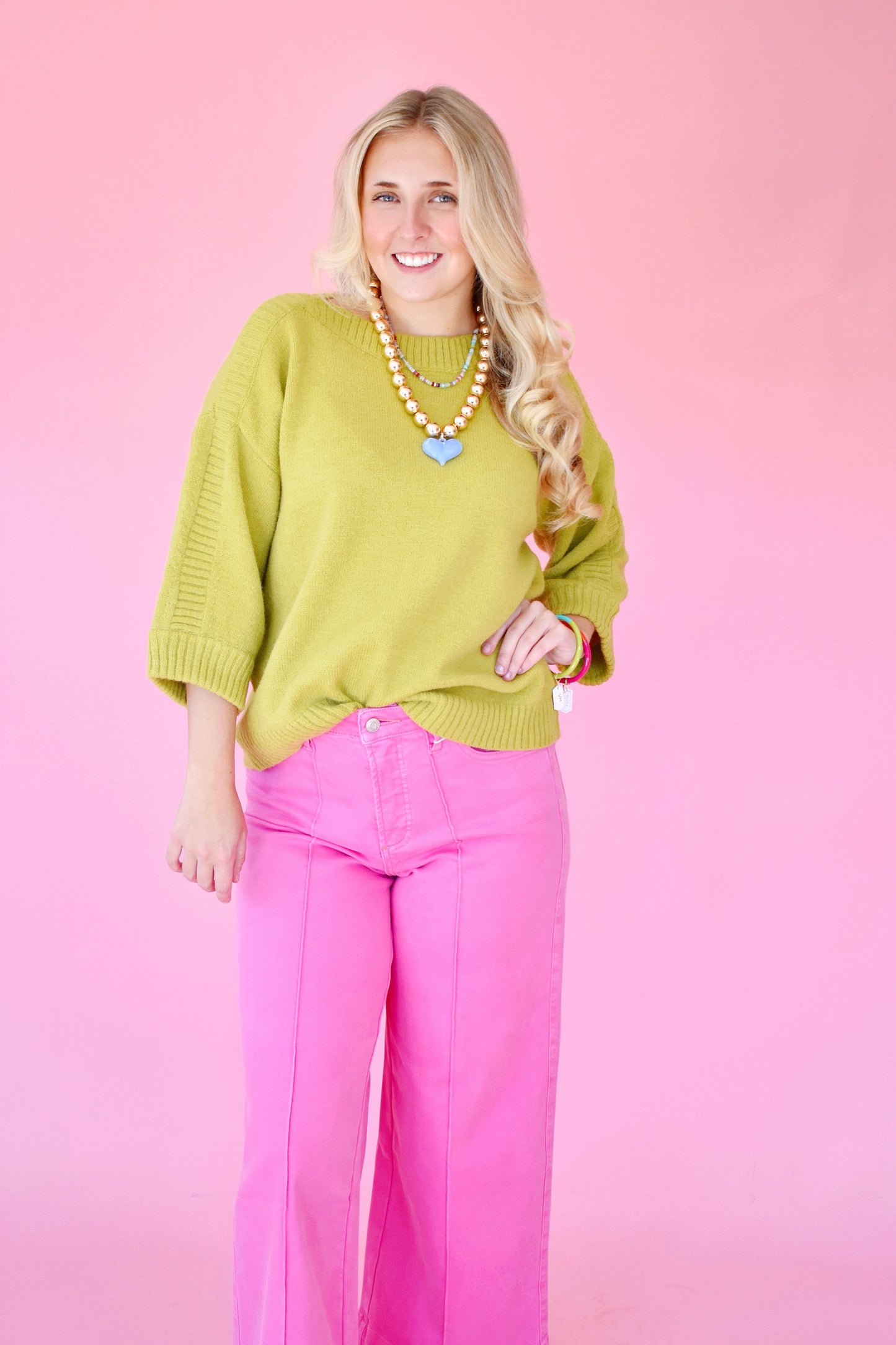 Chartreuse Boat Neck Sweater