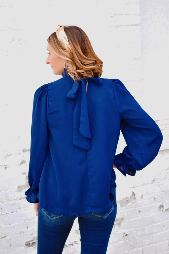 Navy Bow Blouse