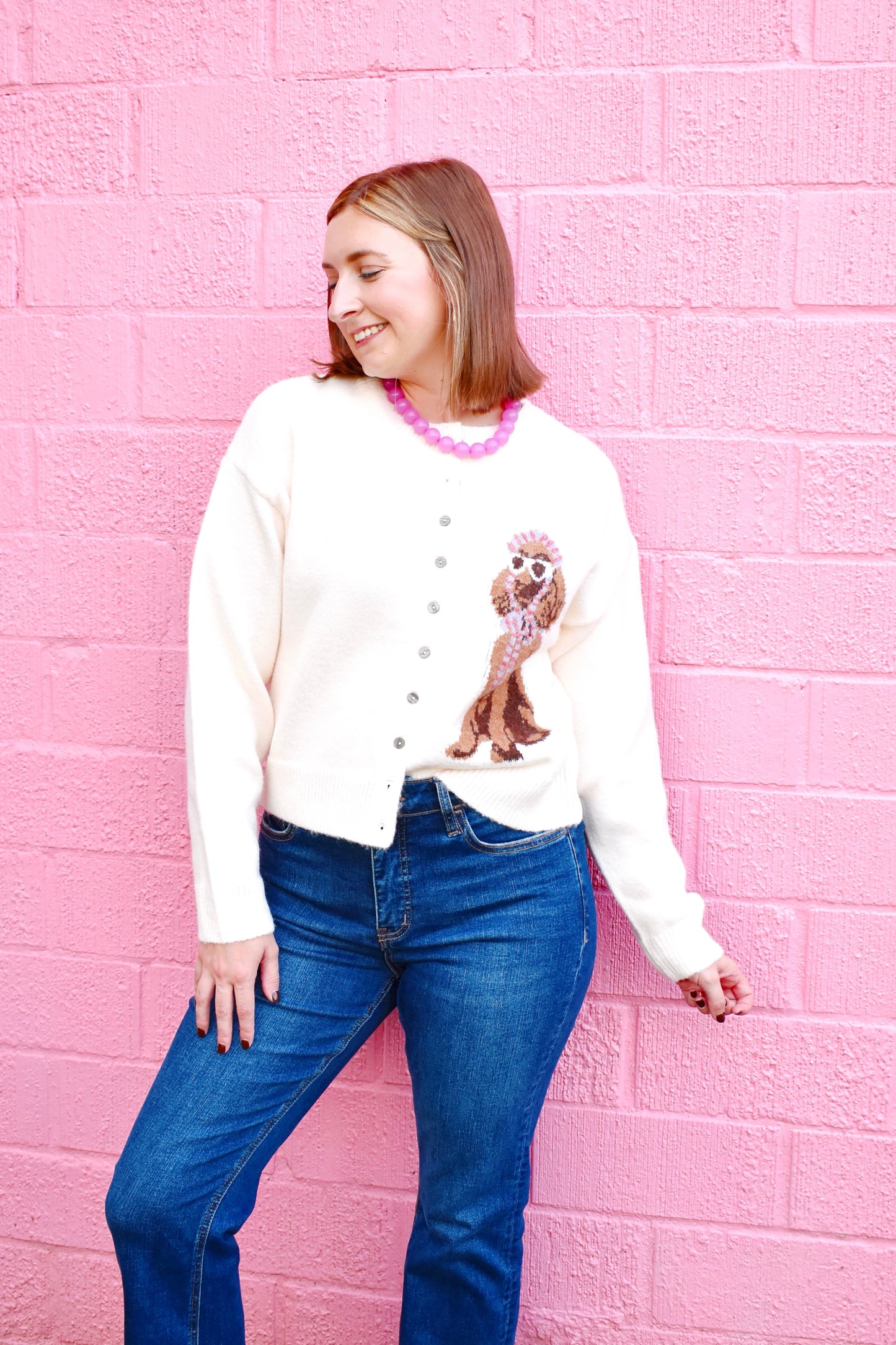 Chic Poodle Ivory Cardigan