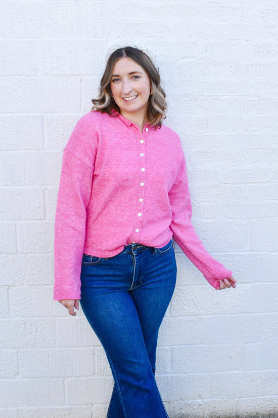 Barbie Pink Button Down Cardigan