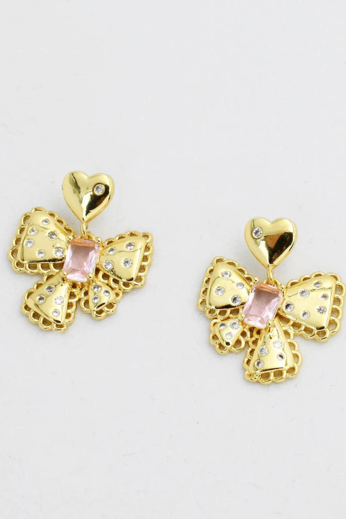 Treasure Jewels Gold Plated Bow Heart Stud