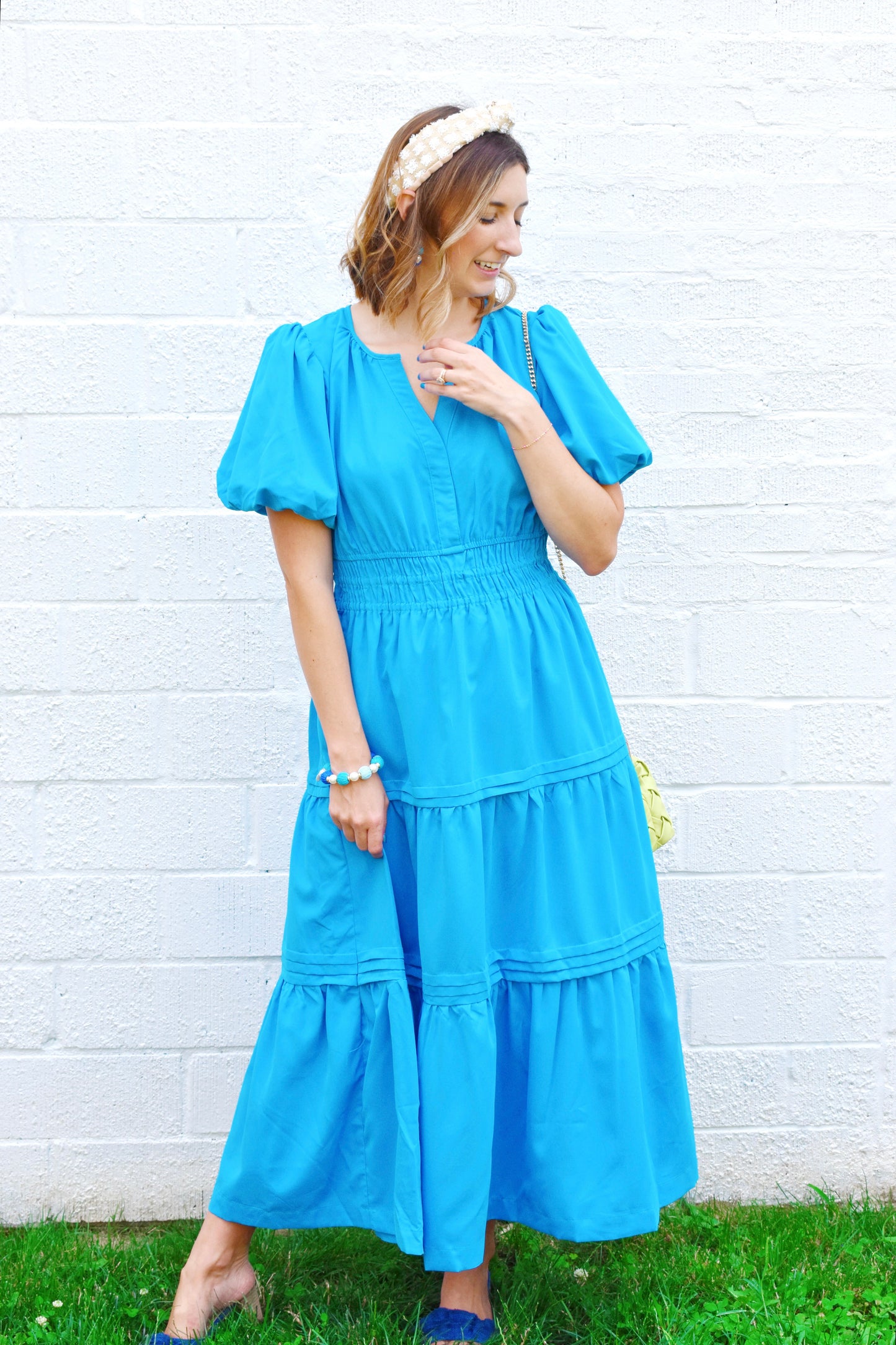 Turquoise Tiered Midi Dress