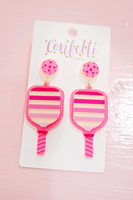 Pink Pickleball Earrings