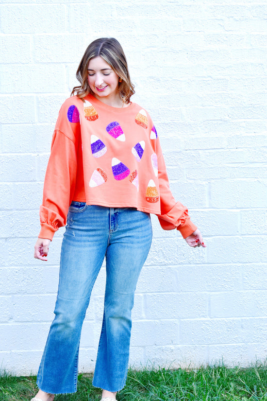 Candy Corn Sequin Sweatshirt