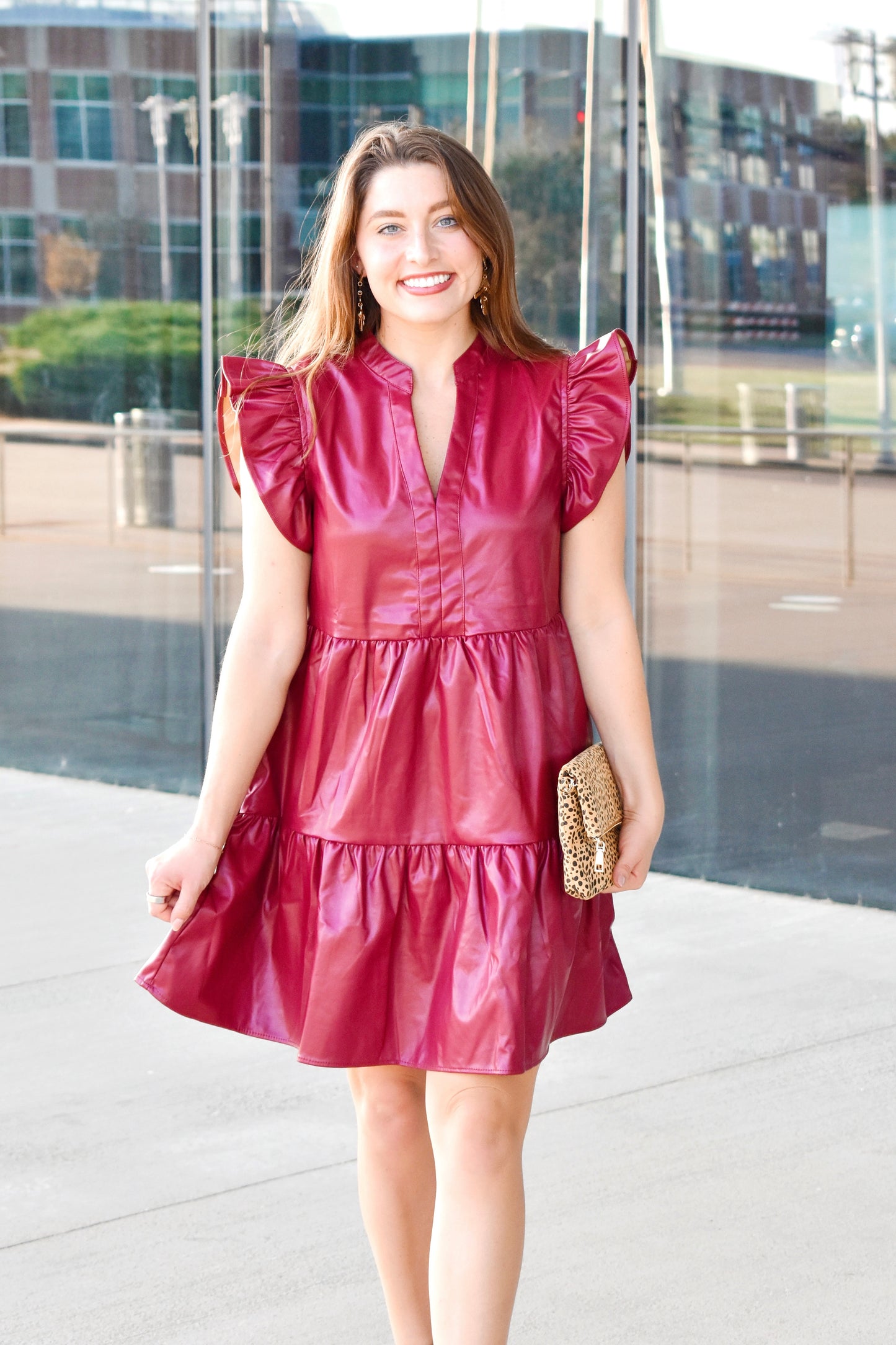 She's So Trendy Burgundy Leather Frill Dress Confetti Boutique She's So Trendy Burgundy Leather Frill Dress Confetti Boutique