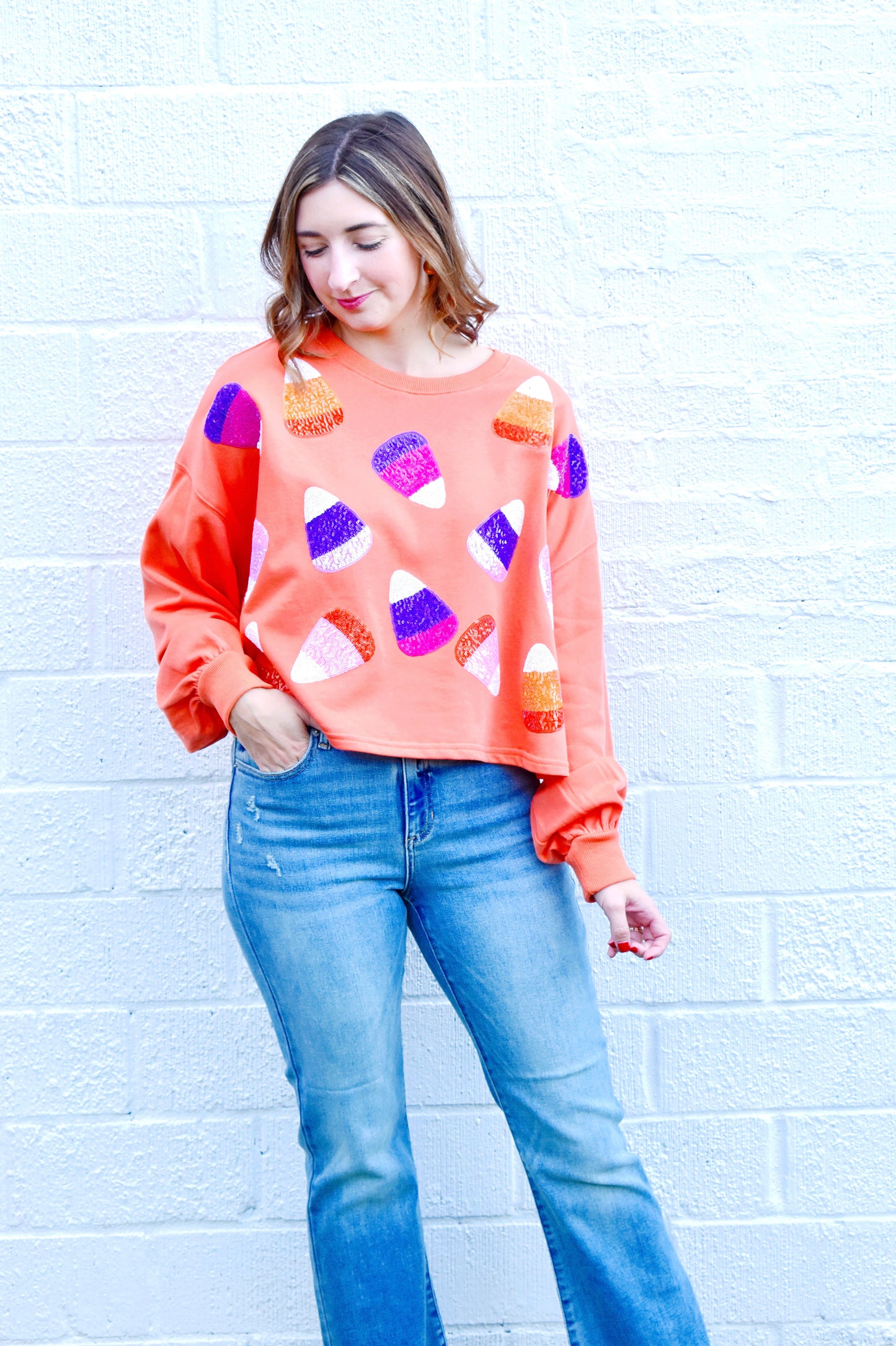 Candy Corn Sequin Sweatshirt