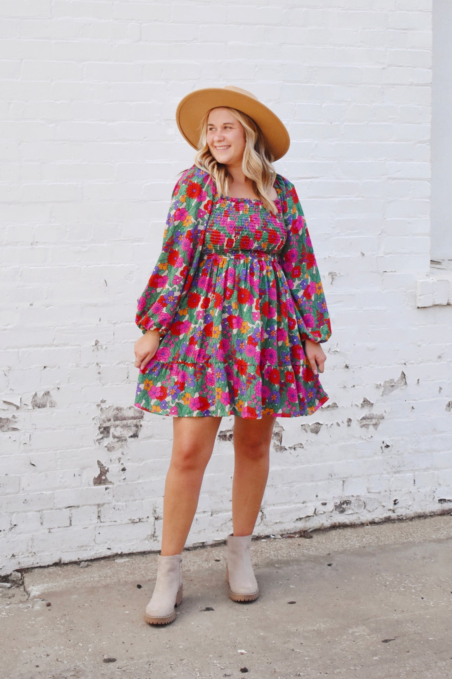 Colorful Fall Floral Dress