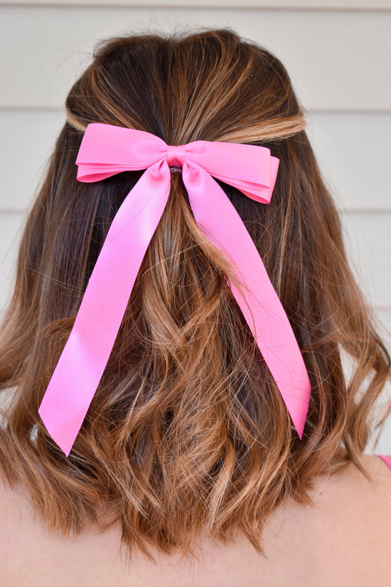 Pink Ribbon Bow Clip