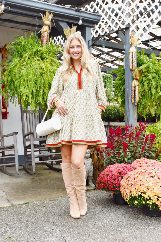 Finally Fall Contrast Trim Mini Dress