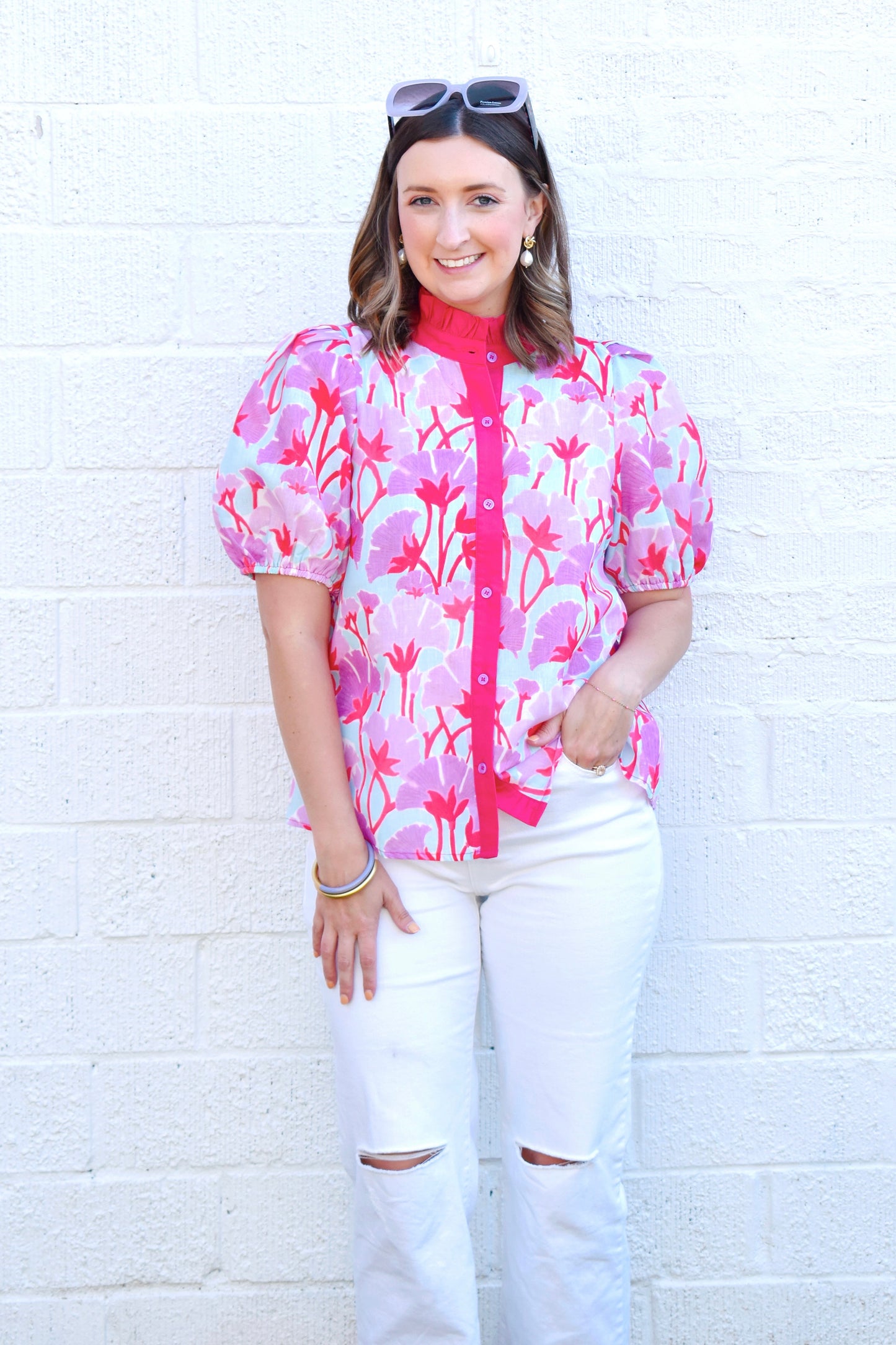 Lavender Combo Floral Blouse