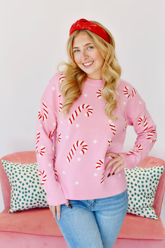 Pink Candy Cane Sweater