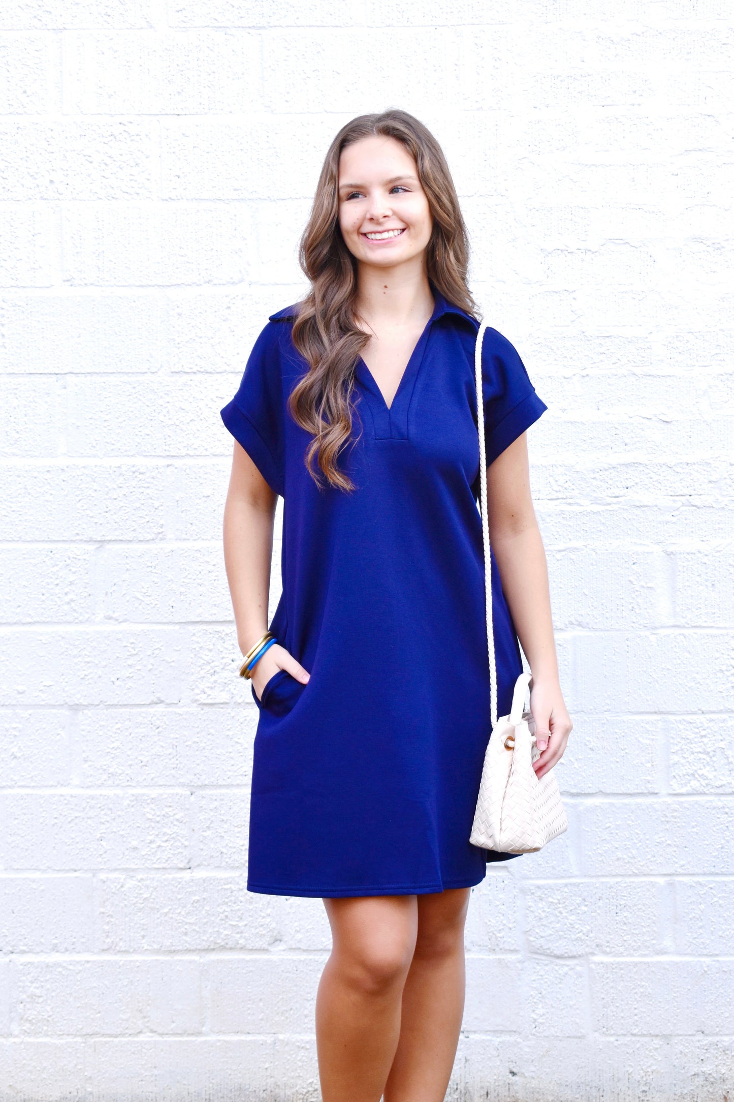 Navy Collared On The Go Dress