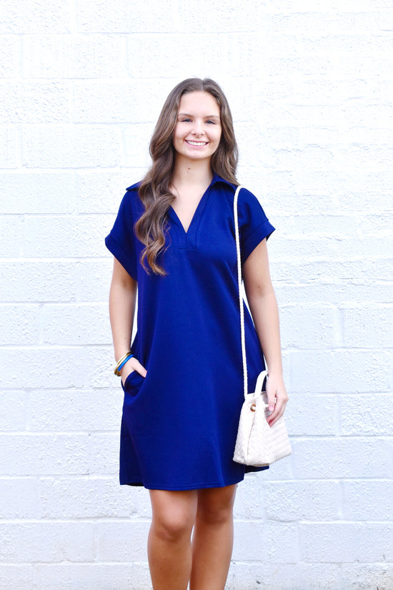 Navy Collared On The Go Dress