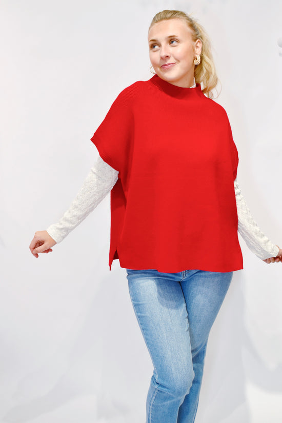 Red Short Sleeve Sweater