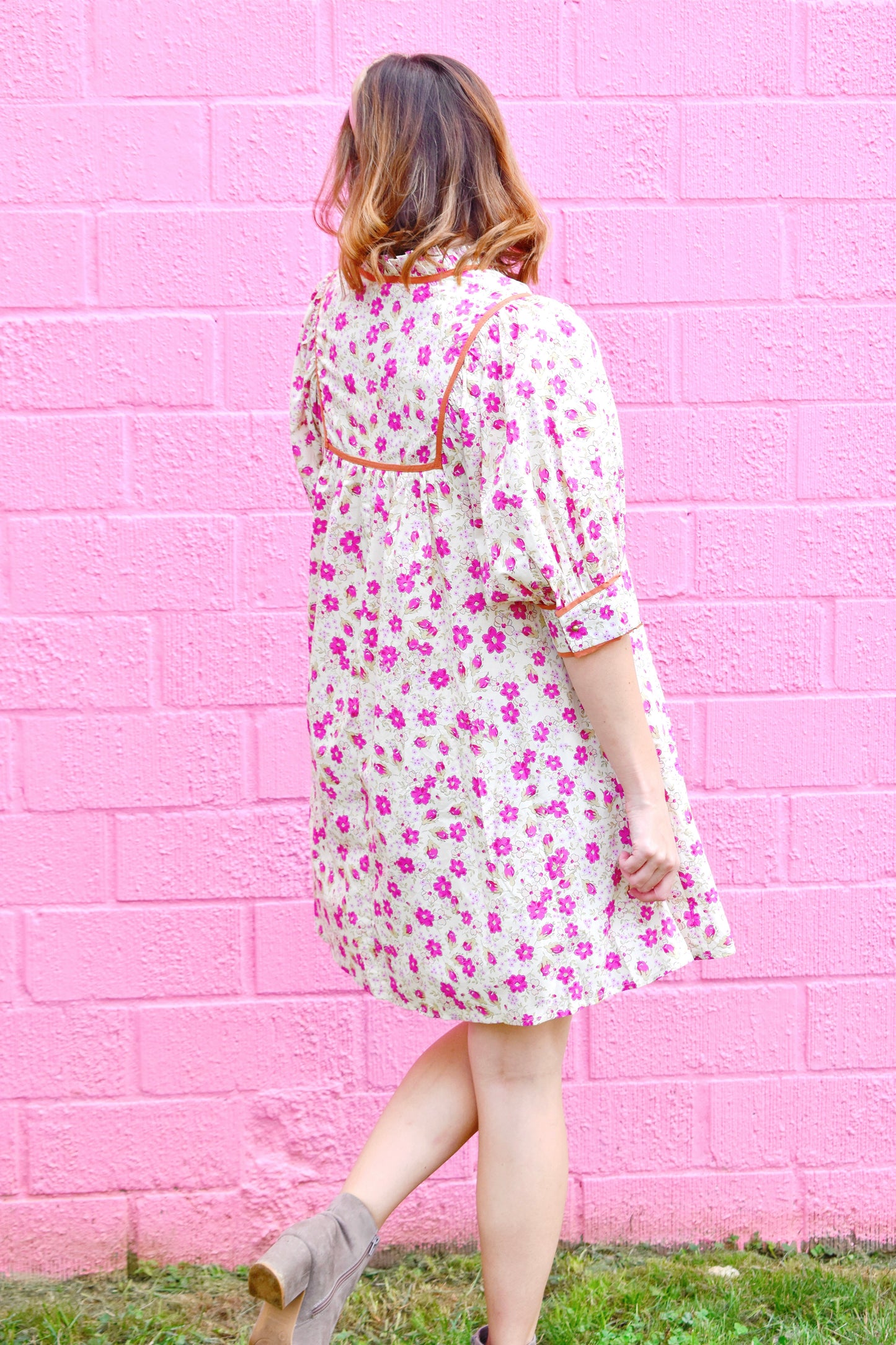 Just a Girl Magenta Floral Dress