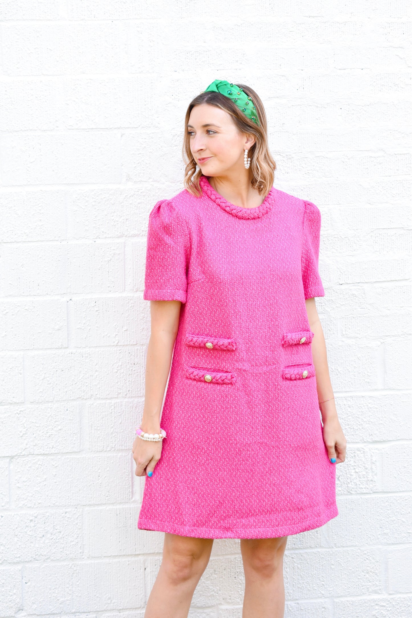 Elle Hot Pink Tweed Dress Confetti Boutique Elle Hot Pink Tweed Dress Confetti Boutique
