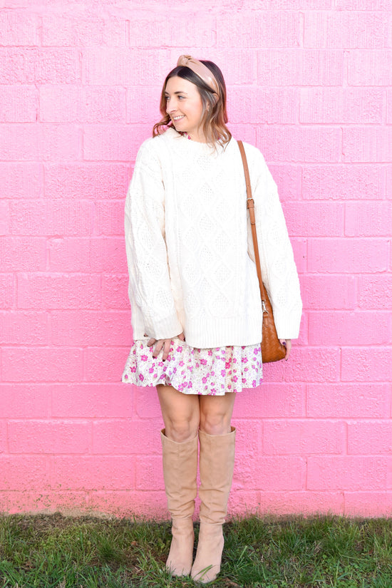 Cream Oversized Cable Sweater