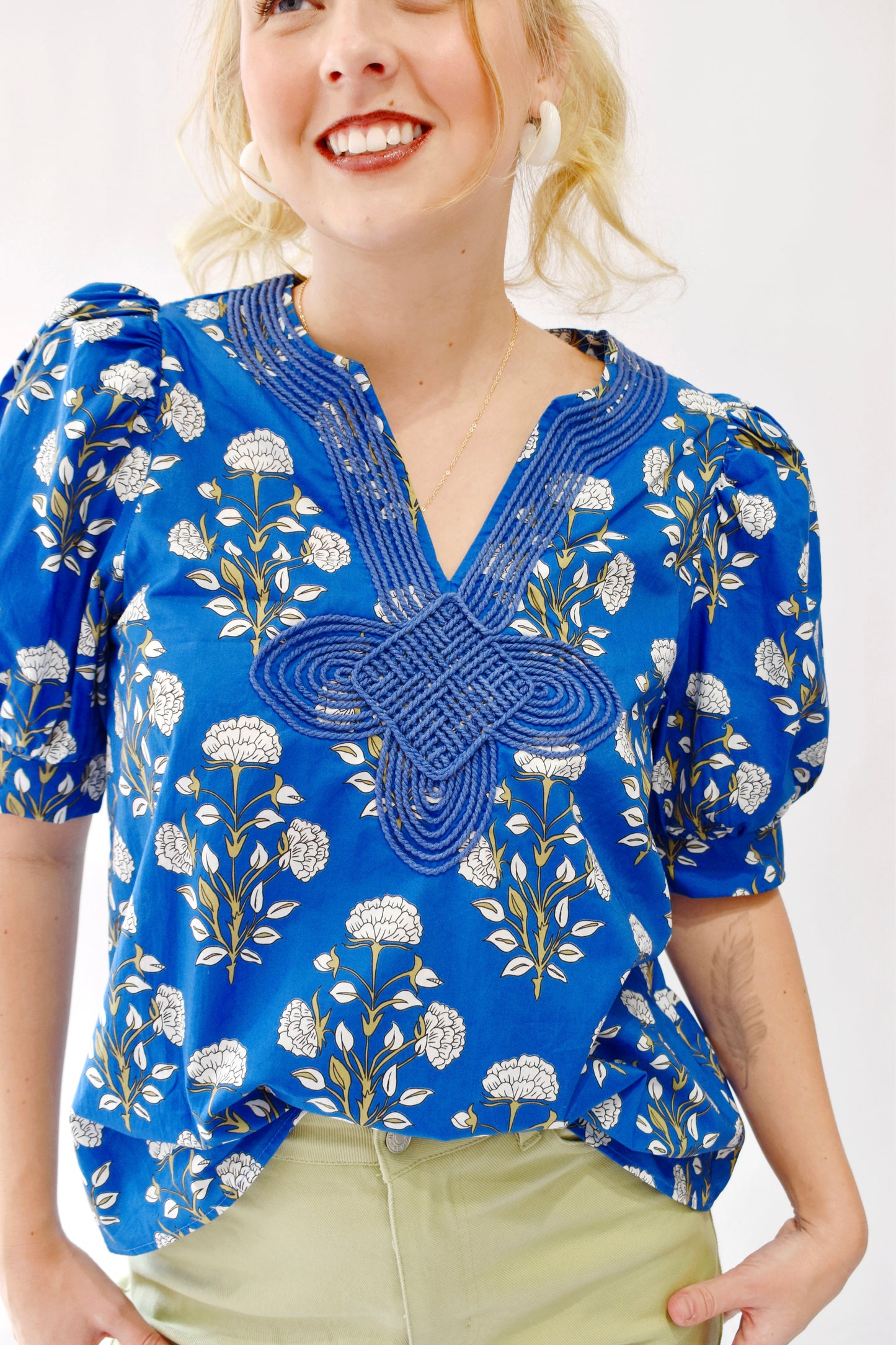 Royal Botanical Collar Detail Blouse