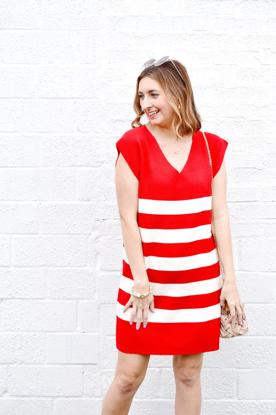 Red Striped Knit Mini Dress