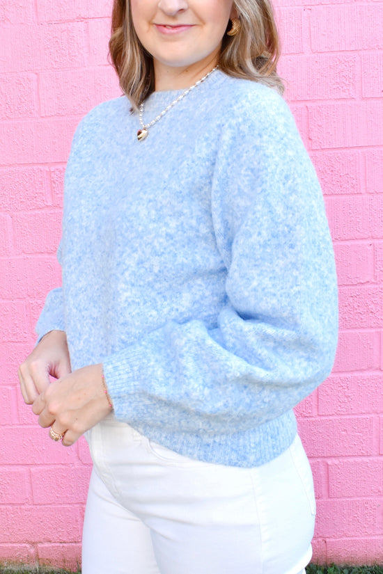 Light Blue Flower Knit Sweater