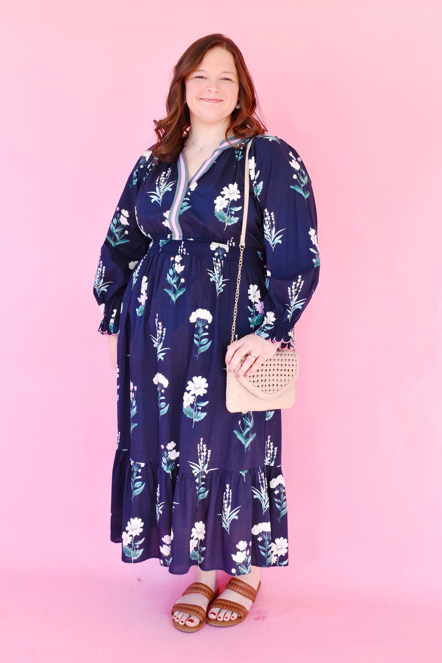Plus Midnight Flower Stem Midi Dress