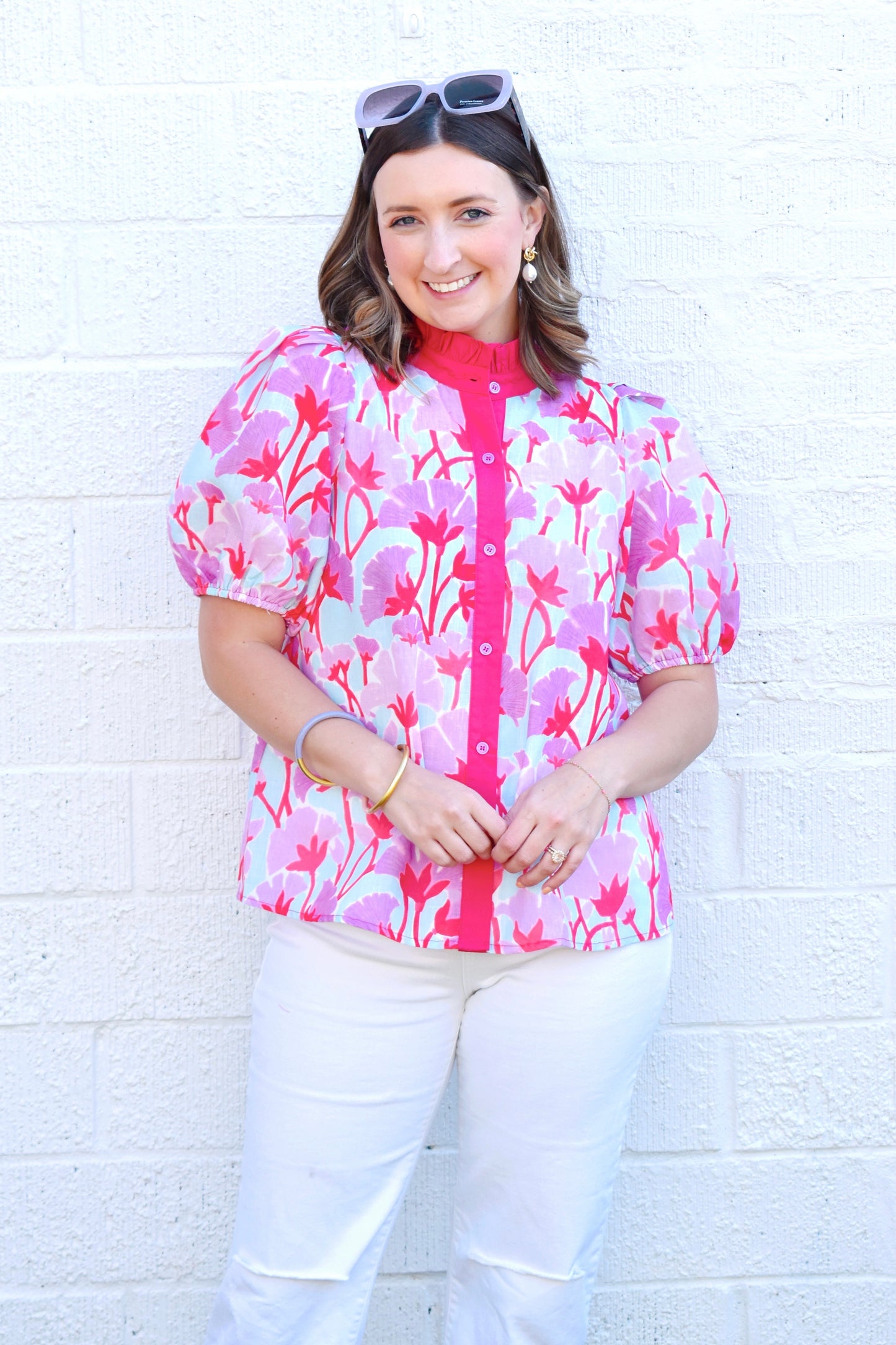 Lavender Combo Floral Blouse