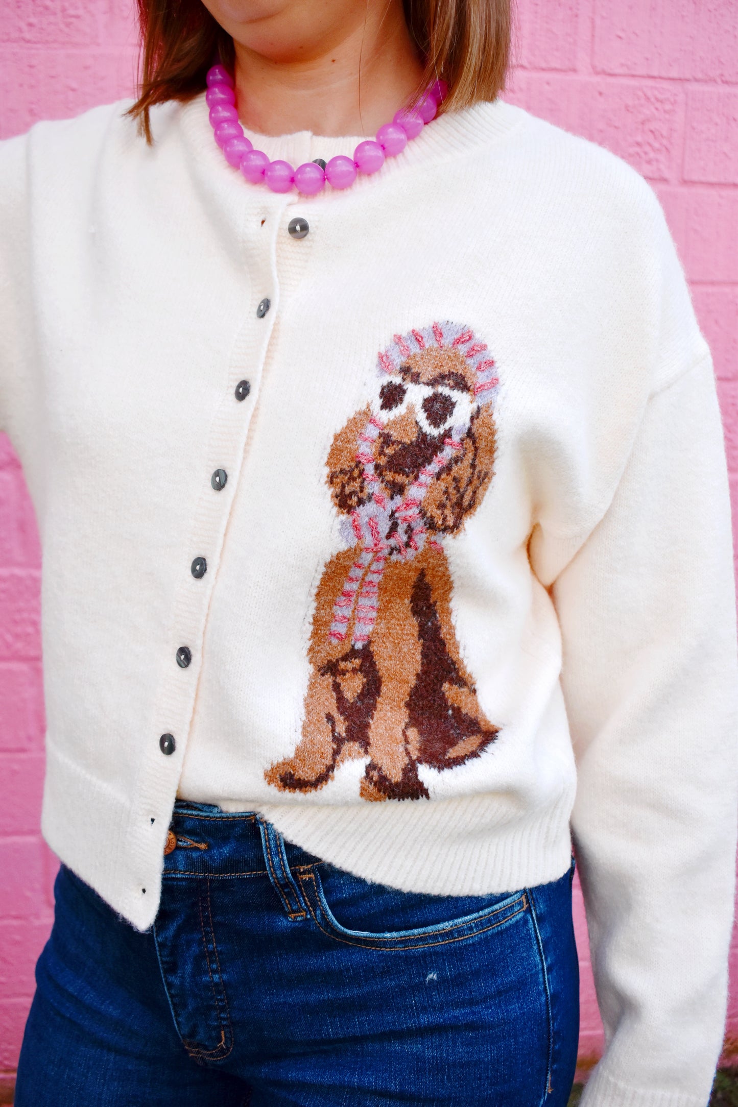 Chic Poodle Ivory Cardigan
