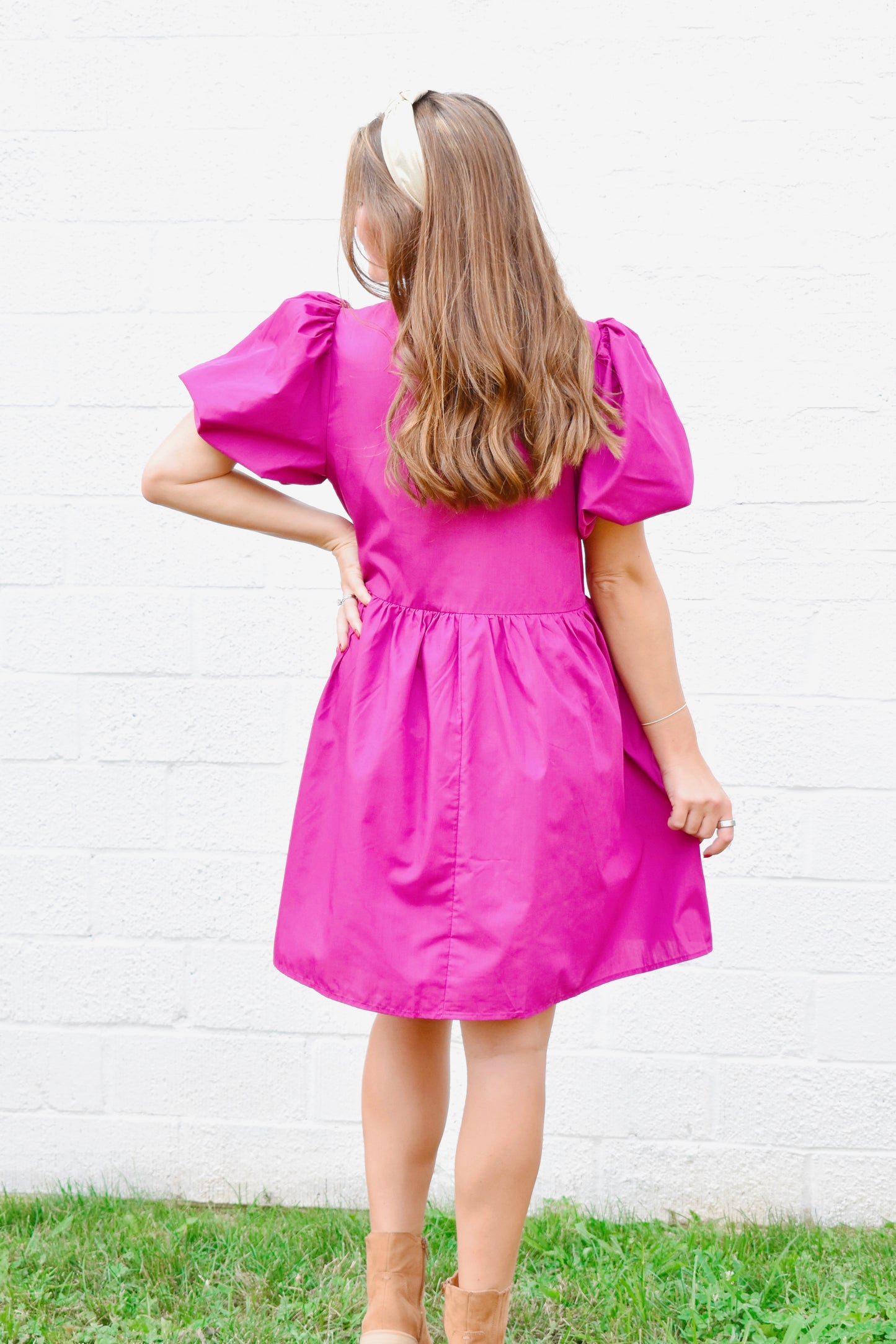 Plum Cute Bow Detail Dress