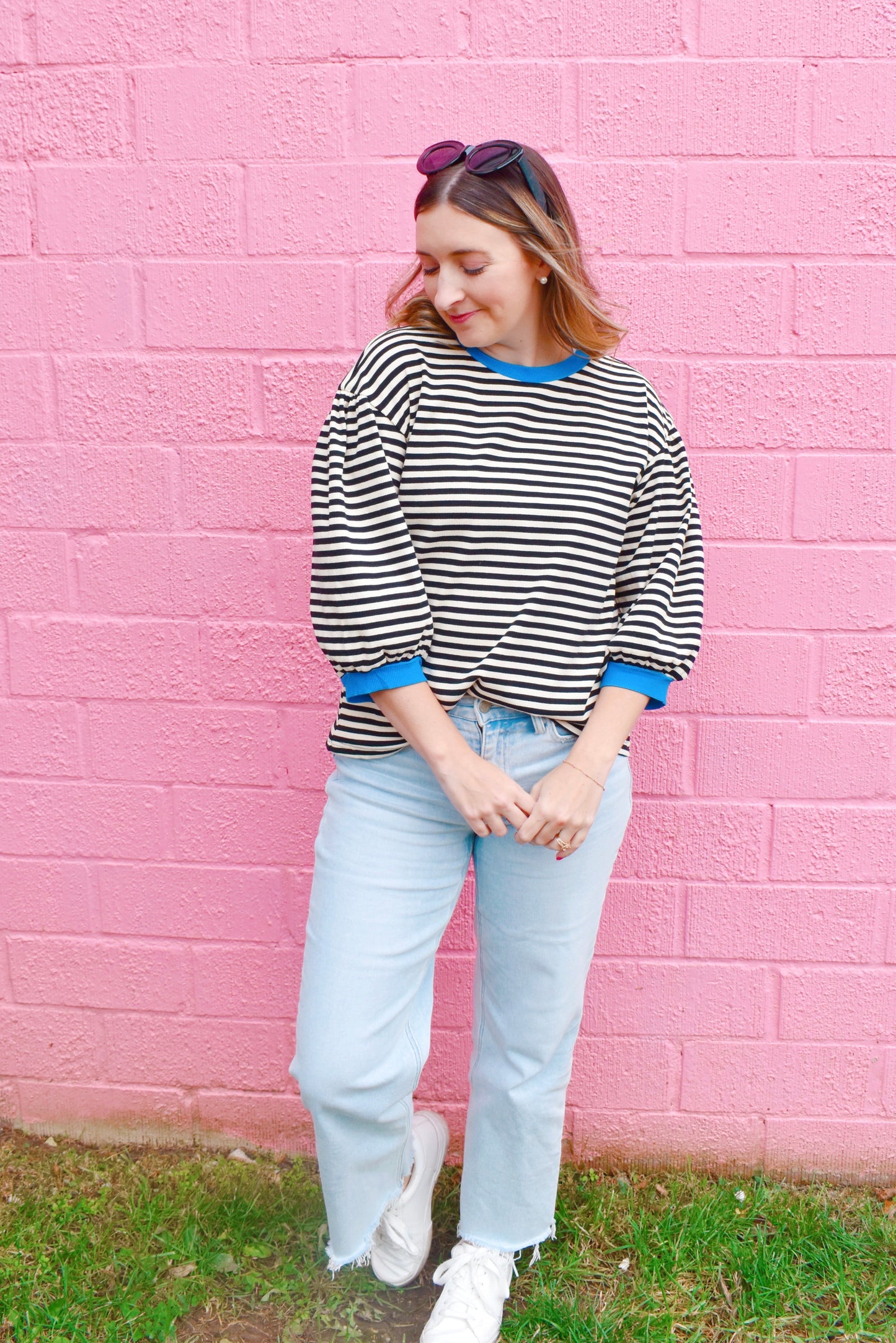 Black Striped Royal Contrast Top