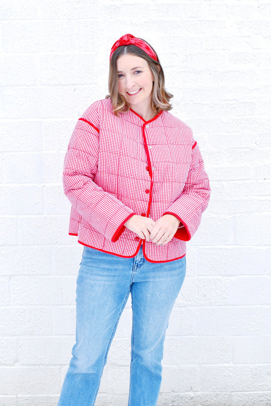 Red Gingham Quilted Jacket