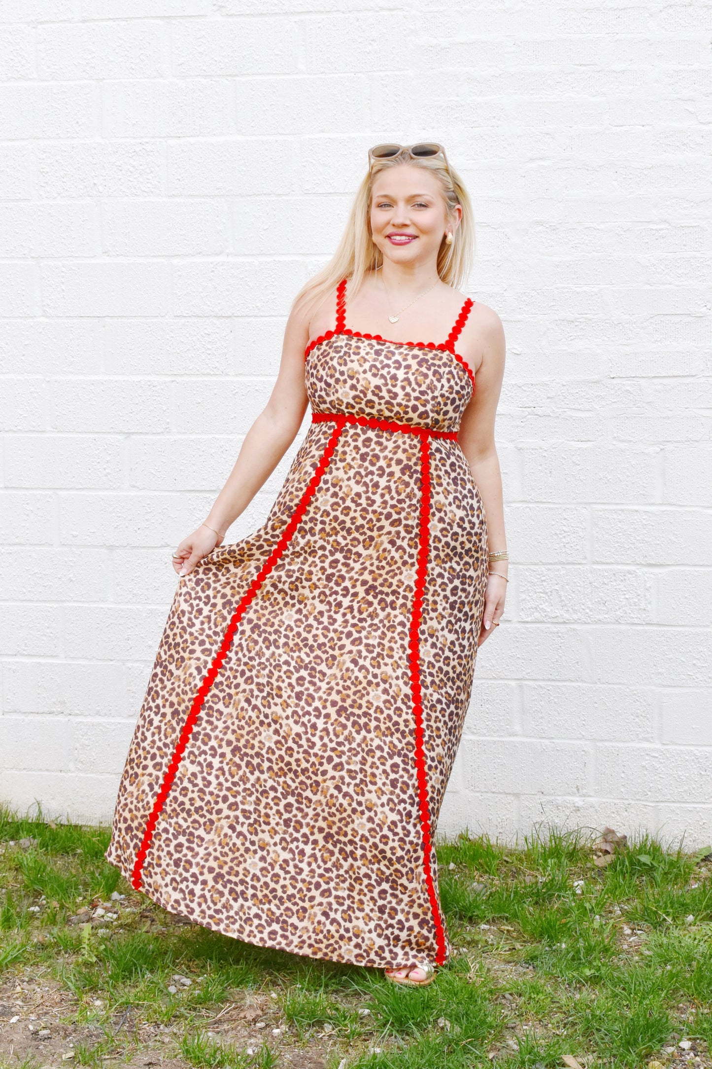 red leopard print frill hem midi dress Red Leopard Cheetah Print Dress Pretty Little Thing Pretty Little Thing Red Leopard Print Frill Hem