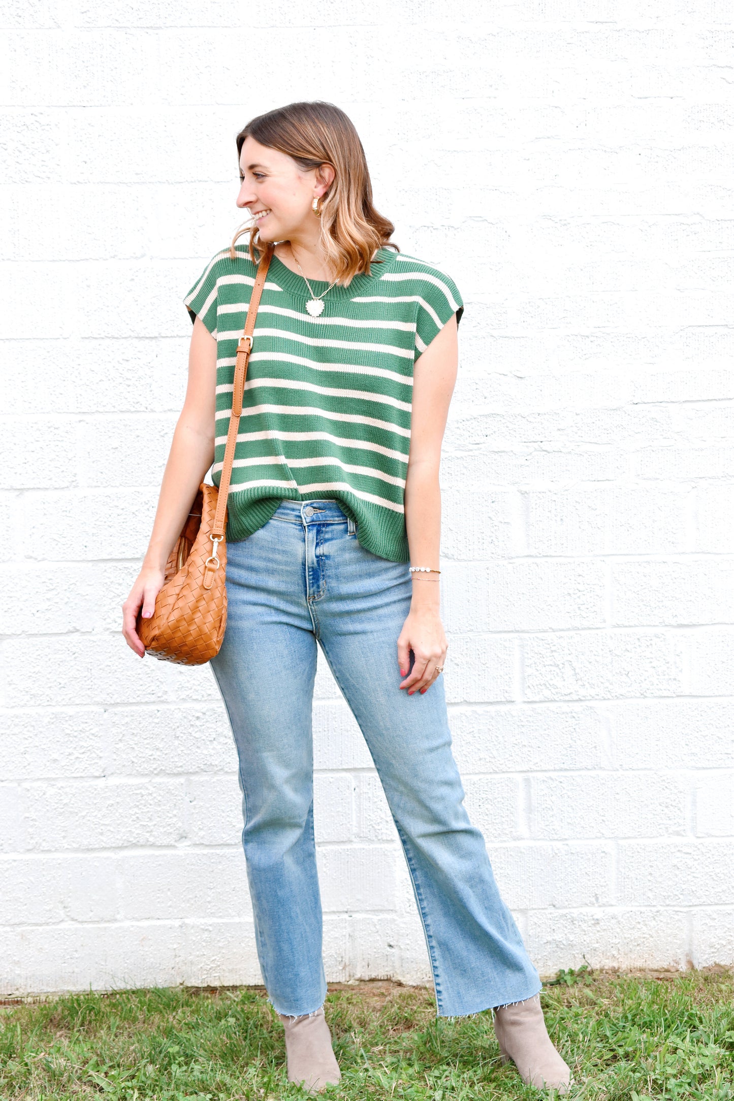 Pine Striped Cropped Knitted Top